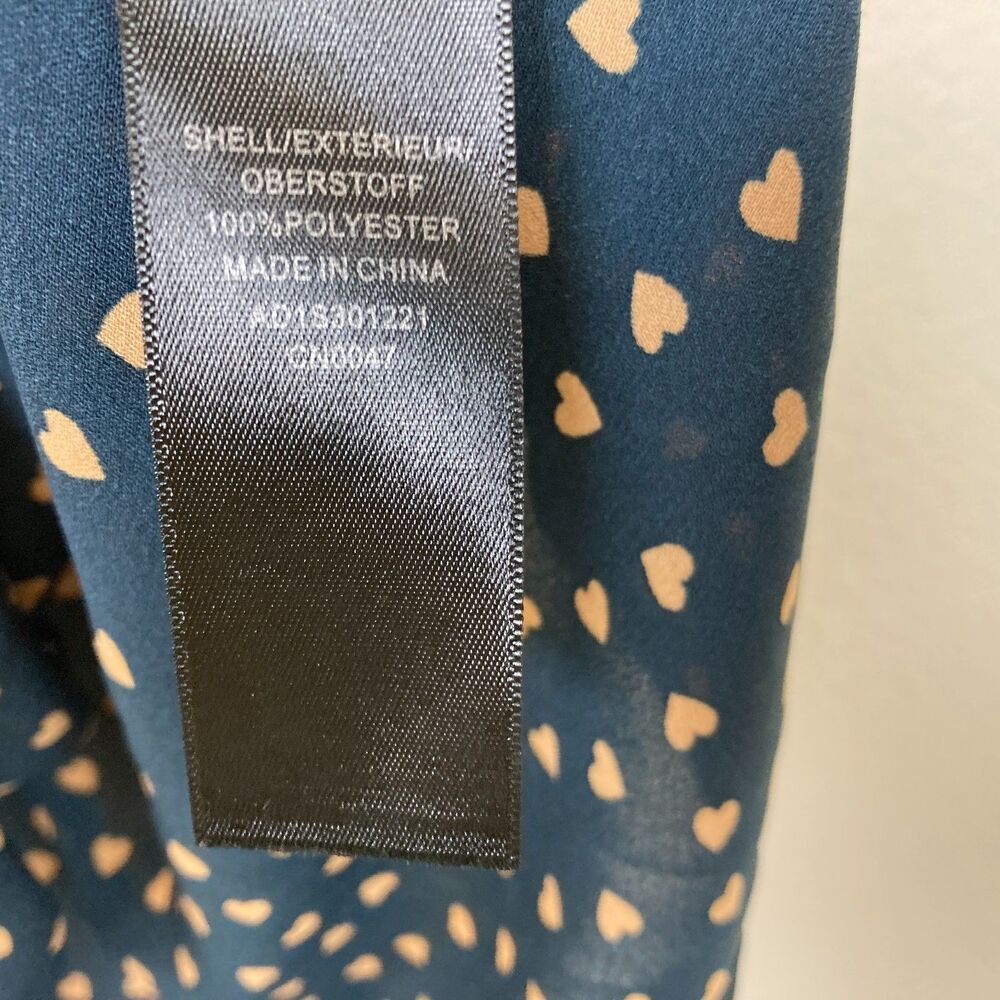 Adrianna Papell Women's Popover Blouse Size L Black Brown Hearts Office - Picture 5 of 6